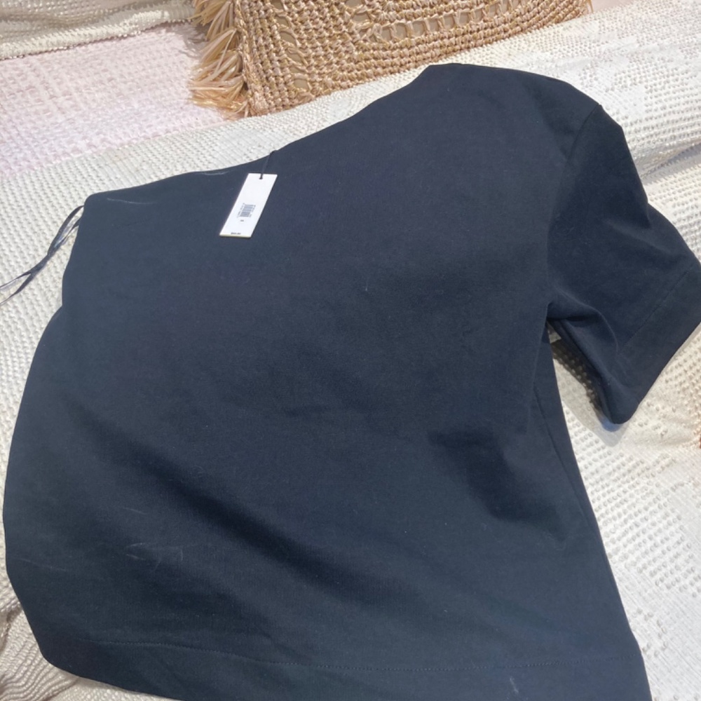 NEW Banana Republic Cotton One-Shoulder T-Shirt Size XS Color Black - Picture 2 of 3
